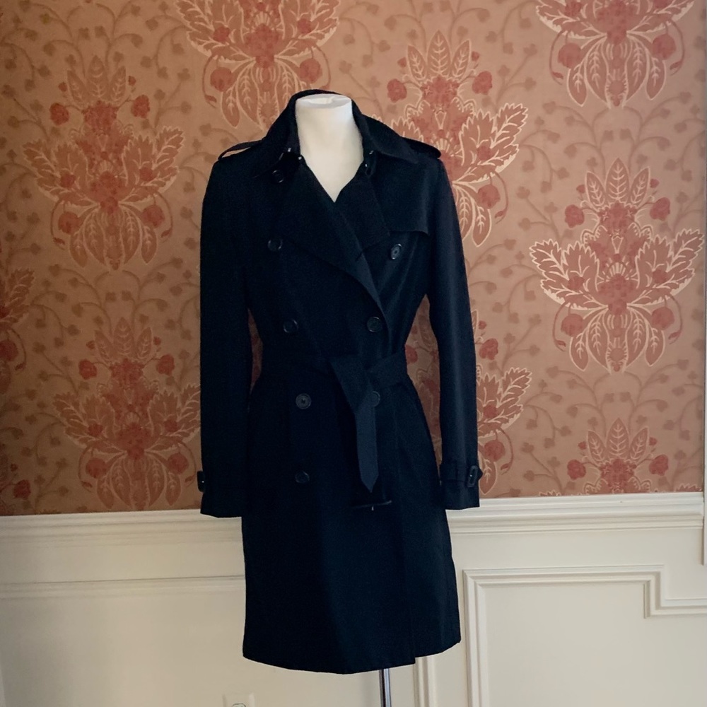 Burberry London Black Double Breasted Coat/Trench